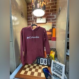 COLUMBIA  BURGUNDY Sweatshirt Hoodie Long Sleeve Front